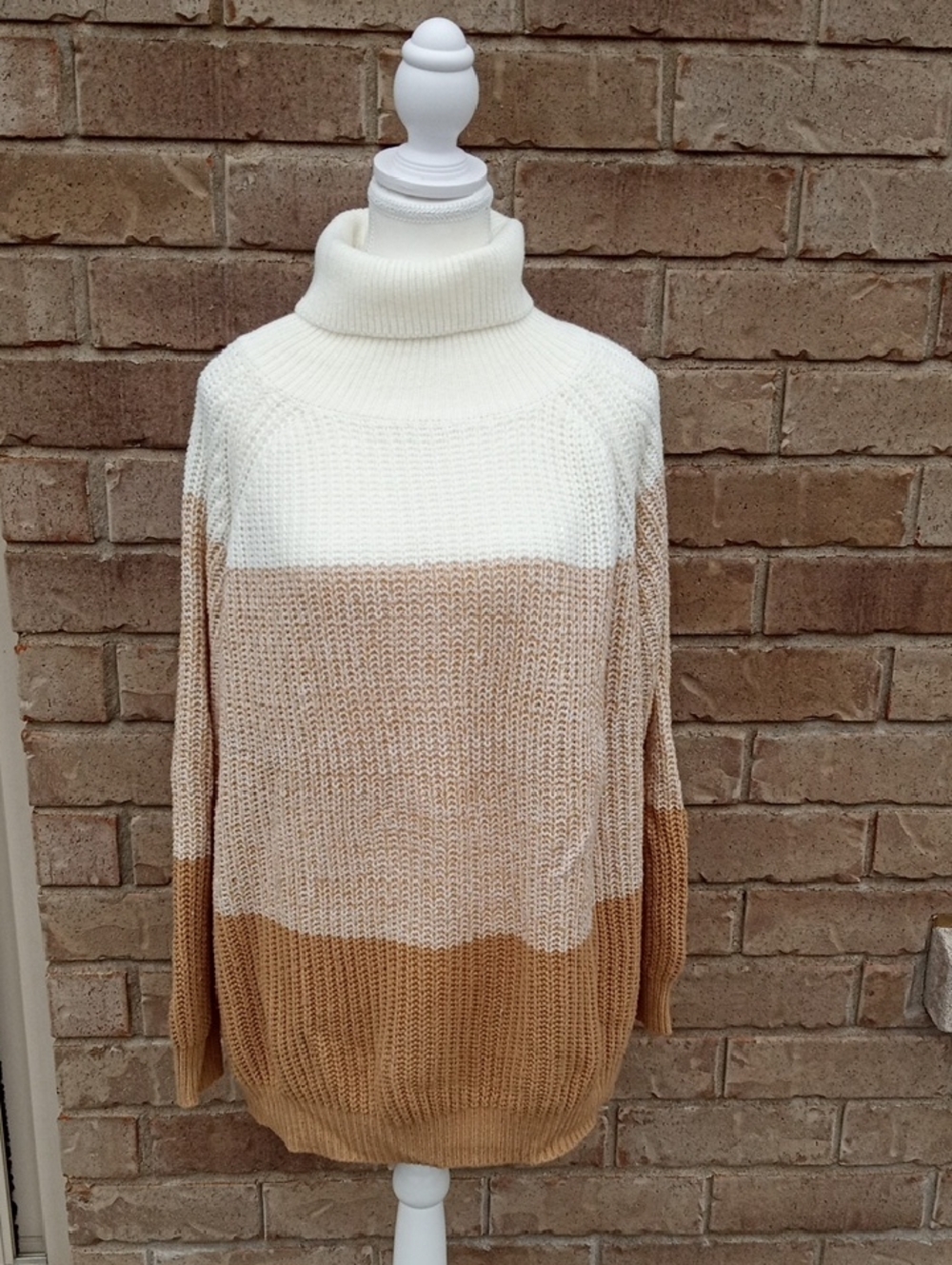 Turtleneck Colorblock Oversized Sweater